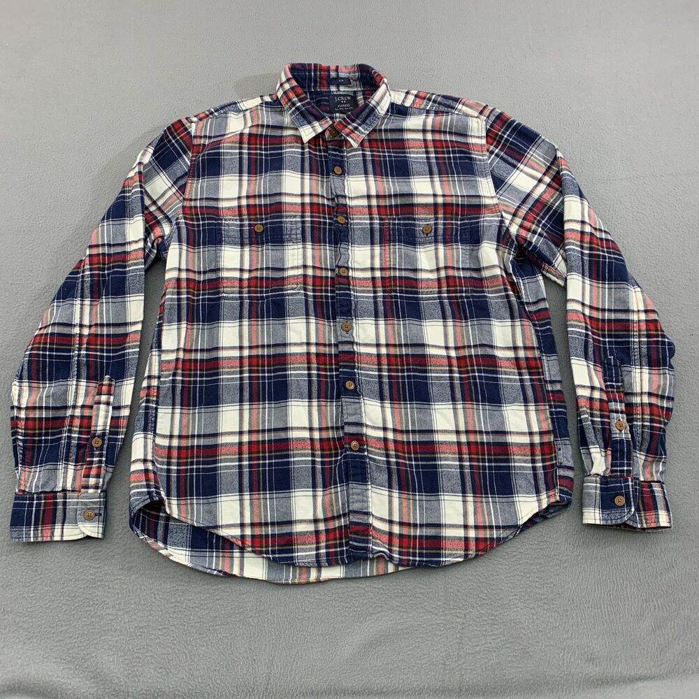J. Crew Button Up Mans Shirt Sz XL Multicolor Plaid Slim Fit Flannel Long Sleeve